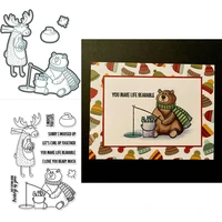 moose and bear phrases 2021 new transparent stamps and dies for diy scrapbooking paper cards making crafts clear stamps