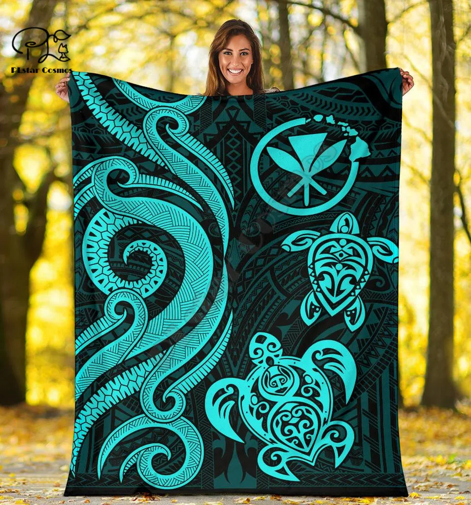 

Kanaka Maoli Green Turtle Polynesian style Blanket 3D printed Sherpa Blanket on Bed Home Textiles Dreamlike HOME ACCESSORIES