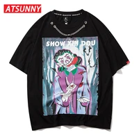 atsunny clown print short sleeve t shirt mens spring and summer t shirt oversize hiphop streetwear cotton fashion tee tops