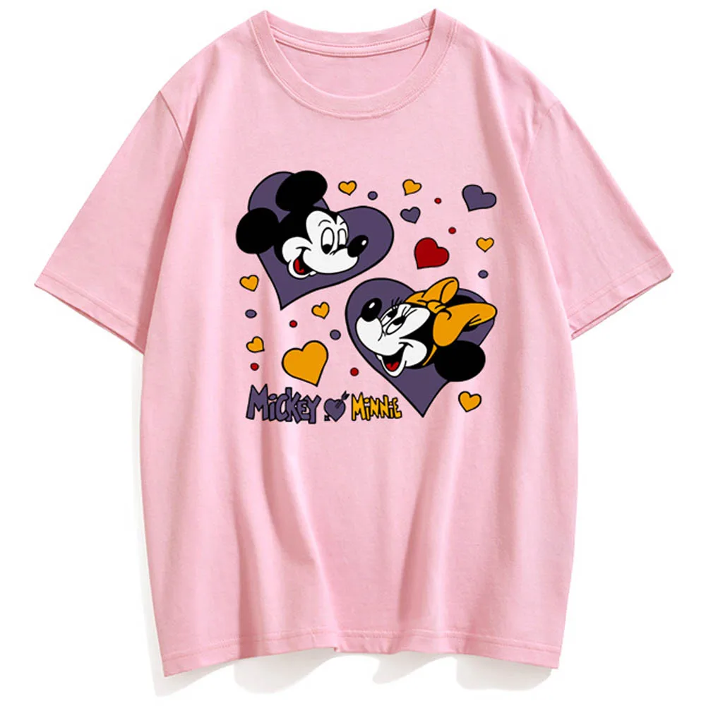 Дисней милые пары унисекс Женские футболки Минни Микки Маус Любовь мультфильм