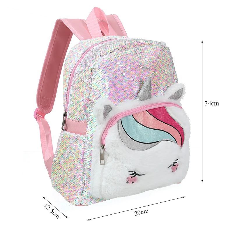 plush Unicorn School Bags sequin unicorn Kids Backpack student Bagpack Women Mochila Escolar Bookbag kawayyi children bag cute