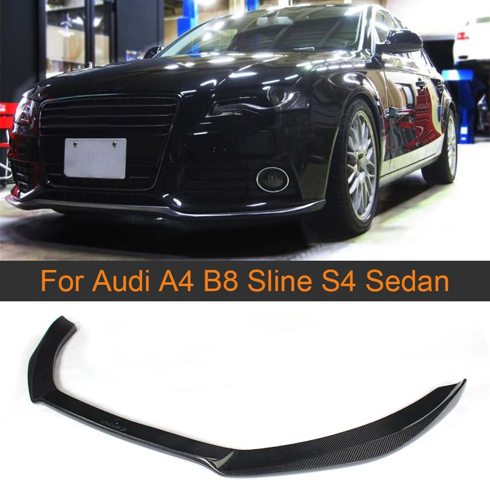 Спойлер переднего бампера из углеродного волокна для Audi A4 B8 Sline S4 Sedan 2009-2012 нестандартный бампер для губ Диффузор Черный FRP