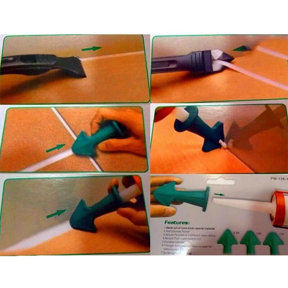 

Reusable Silicone Caulk Nozzles Plastic Scraper Set Sealing Caulking Sealant Tools Kit Rubber Trowel Nozzle For Floor Finishings