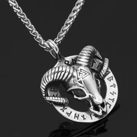 megin d hot sale punk personality sheep rune stainless steel necklaces for men women couple friend fashion design gift jewelry