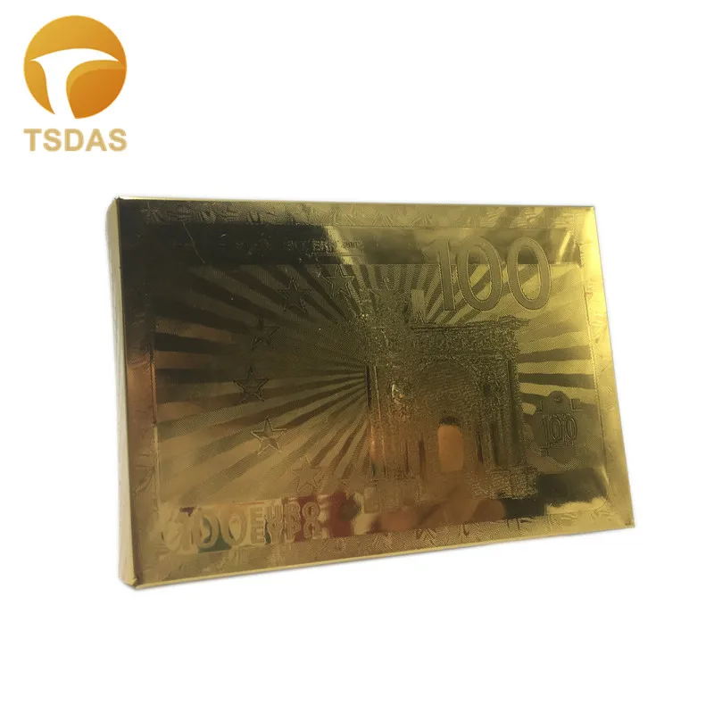 Водонепроницаемые игральные карты из золотой фольги евро 100 Позолоченные