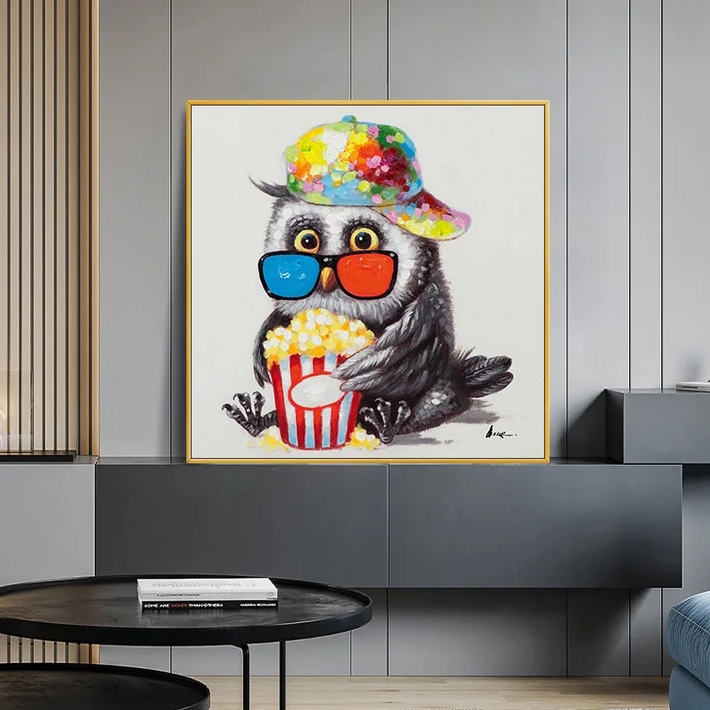 Модная Современная Милая Красочная картина маслом в виде совы абстрактные