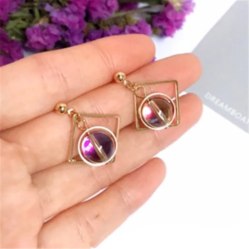 Женские серьги с круглыми кристаллами элегантные геометрическим узором |