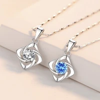 s925 silver jewelry flower cubic zirconia ladies luxury necklace bohemian female pendant fashion jewelry accessories party gift
