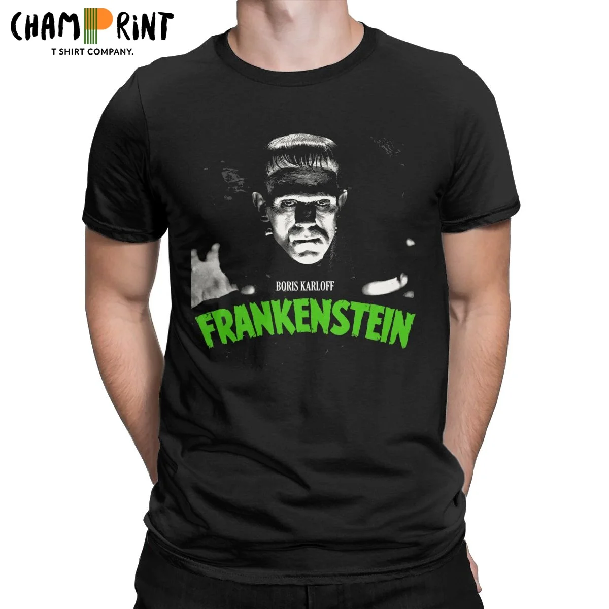 

Frankenstein And Bride Karloff T Shirts for Men Pure Cotton Fashion T-Shirt Crew Neck Monster Tees Short Sleeve Tops Gift Idea