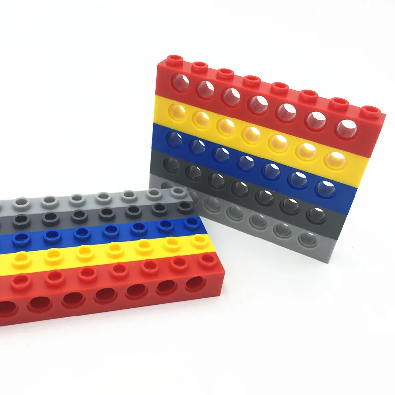 

100g Bulk Parts High-tech Bricks Liftarm Square Huller Convex Top Beam 1x8 with 7 Holes Building Blocks Toys for Children 3702