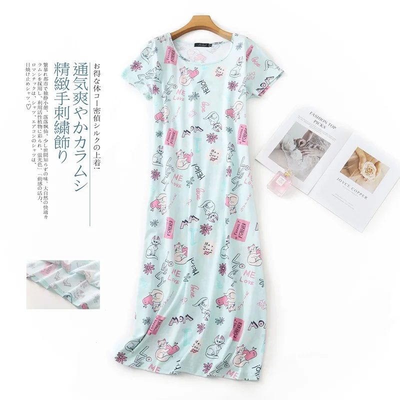 Горячая Распродажа летняя Удобная длинная ночная рубашка для женщин 100% хлопок