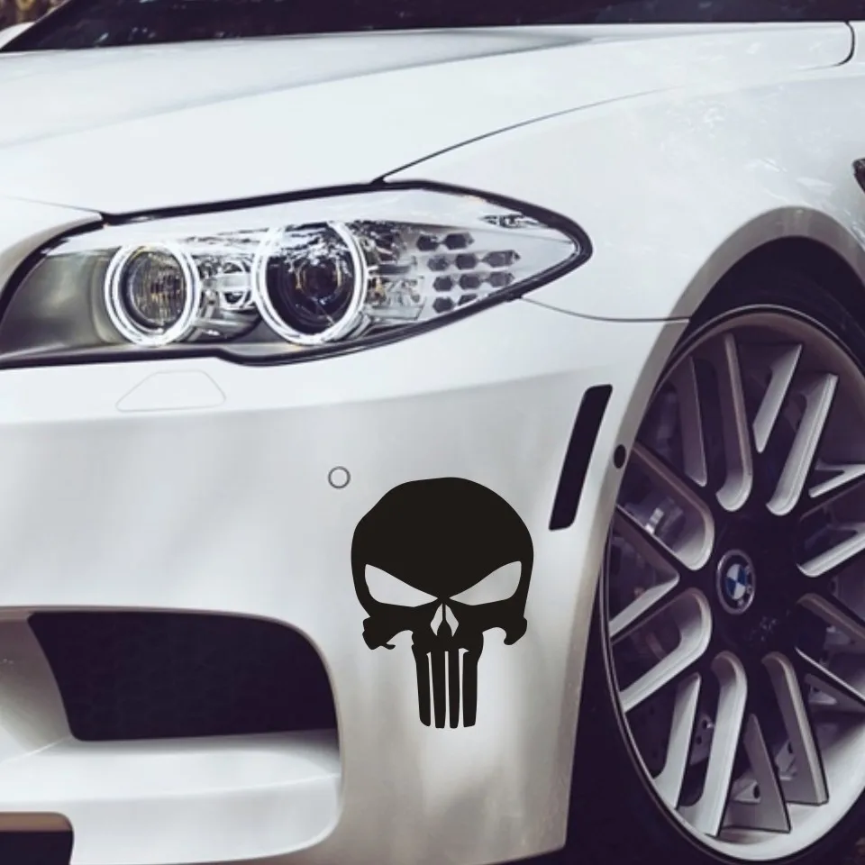 14*9.5cm Cool Skull Punisher Car Sticker Bumper Stickers and Decals Styling Decoration Door Body Window Vinyl | Автомобили и
