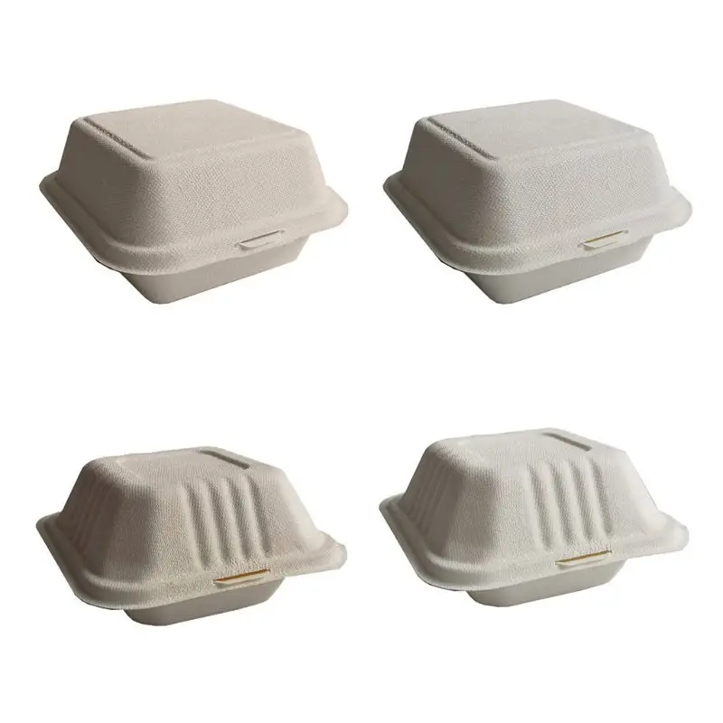 

50Pcs/bag Biodegradable Disposable Takeout Food Containers Leak Proof Cake Hamburger Holder Box for Restaurants Dropshipping