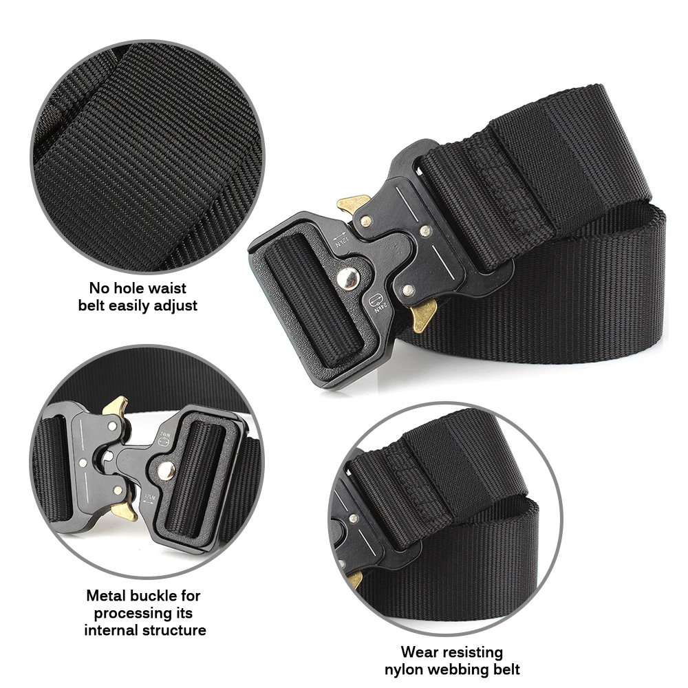 

Military Tactical Belt Metal Nylon Buckle Adjustable Army Police Outdoor Quick Release Hunting Training Belt Width 3.8CM 4.3CM