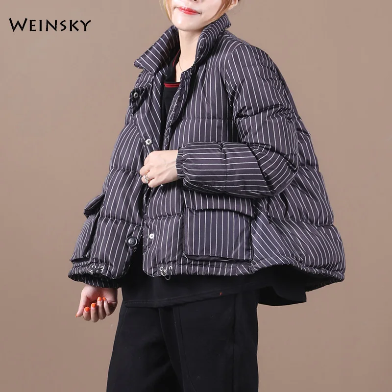 

Новинка 2020, женские толстые пуховики, белые пуховики на утином пуху, зимние теплые пальто, парка, женская модная одежда с полосками