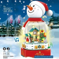 mailackers christmas theme led%c2%a0building blocks snowman music box with lighting model bricks toys for girls christmas gift set