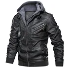 Мужская кожаная куртка, винтажная модная куртка из искусственной кожи с несколькими карманами, Осеннее повседневное байкерское мотоциклетное пальто из искусственной кожи # Y20