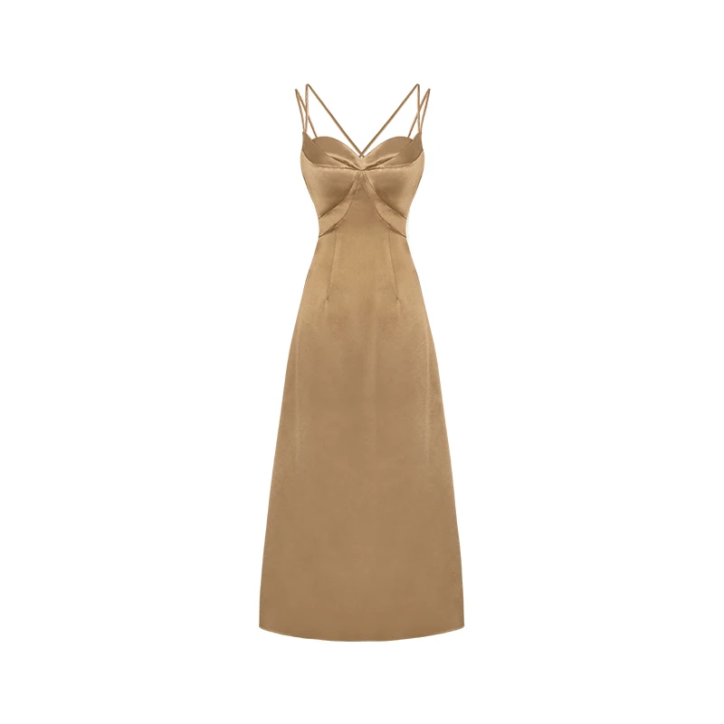 

Fashion Spaghetti Strap Collect Waist Evening Dress Simple Strapless Backless A Line Female Banquet Lange Jurk Host Dress