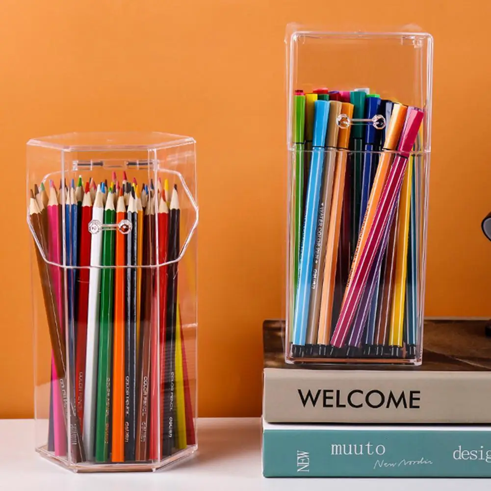 Transparent Multifunctional Pen Holder Stationery Storage Waterproof Box Home Office Acrylic Desktop Dustproof Orga G3v1 |
