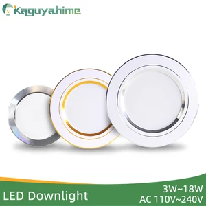 Kaguyahime 3 Вт-18 Вт Светодиодный светильник 110 В 220 в AC85  240 В серебристо-белый ультра тонкий яркий круглый светодиодный потолочное утопленное пятно вниз светильник