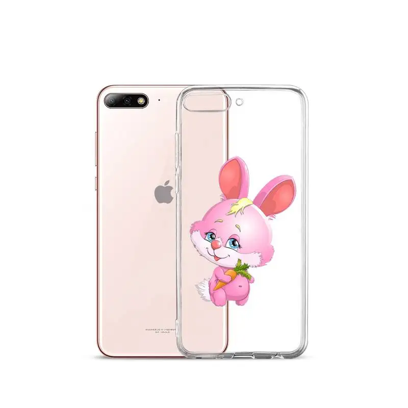 

Cute cartoon Rabbit pink heart Phone Case Transparent for iPhone Samsung A S 11 12 6 7 8 9 10 20 Pro X XS Max XR Plus lite