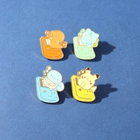 adorable rabbit enamel pin cute turtle brooch bag clothes lapel pin kitten cafe badge animal jewelry gift for kids friends