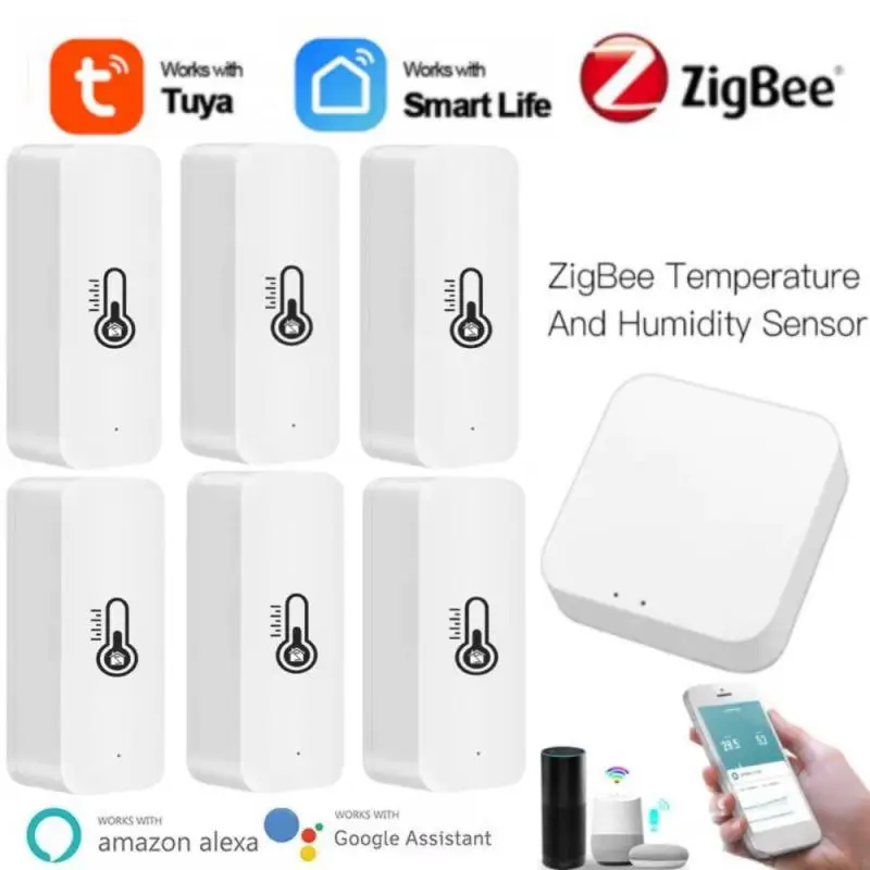 

Tuya Zigbee Temperature Humidity Sensor Smart Home Temperature Humidity Monitoring Reminder Voice Control Via Alexa Google Home