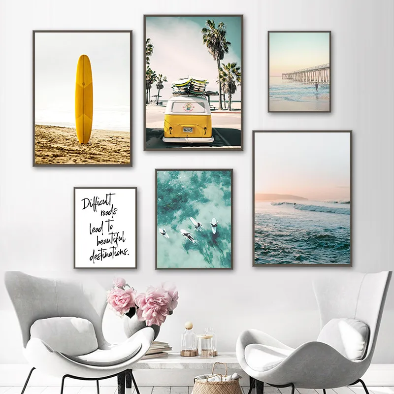 Картина на холсте с изображением Приморского побережья и деревьев | Дом сад