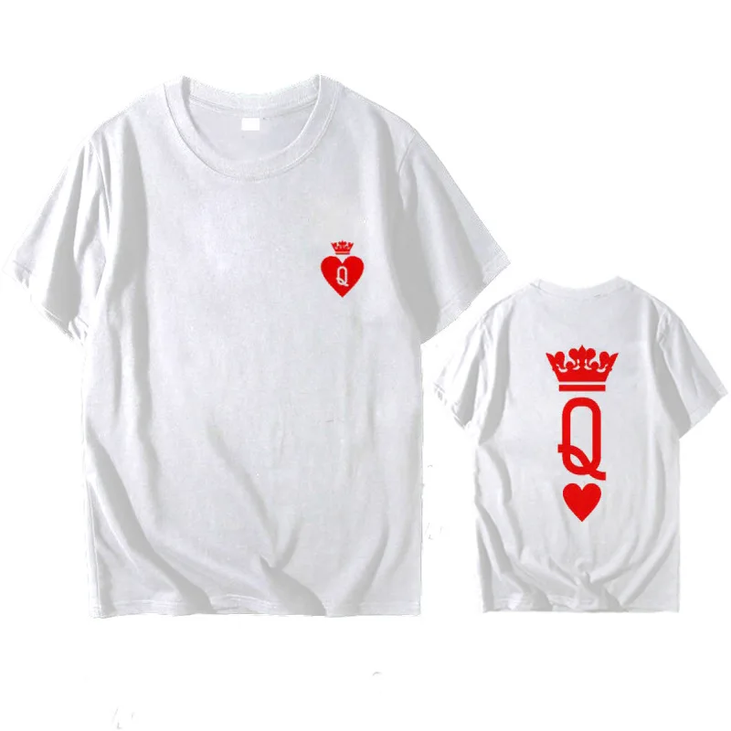 

Couple Tees KING QUEEN KQ Lover T-shirt Harajuku Shirt Summer Short Sleeve T-shirt