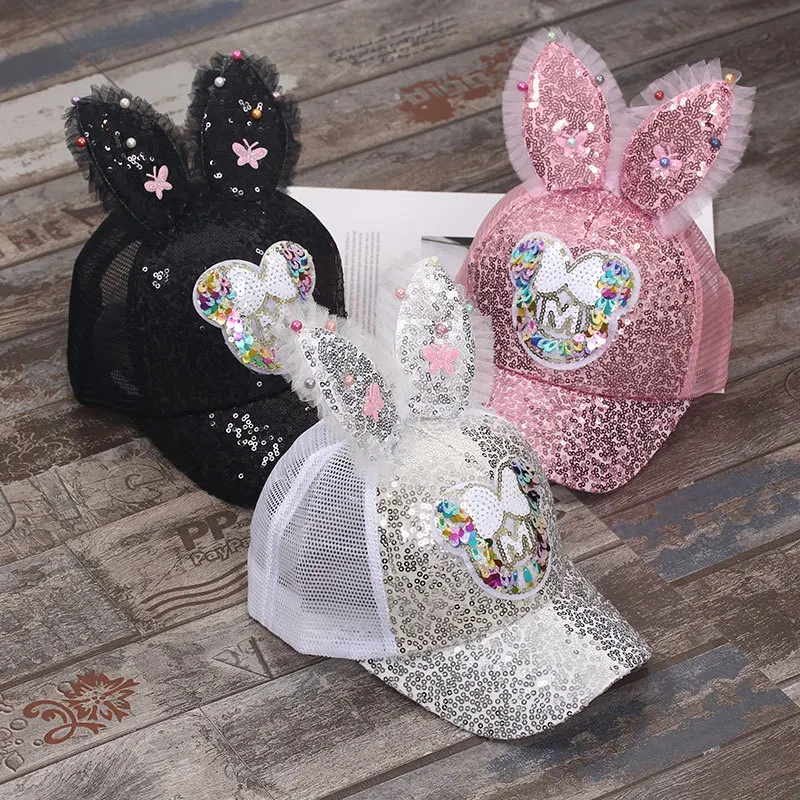 Little Girls Cartoon Baseball Cap Shining Snapback Hat Baby Sun Hats for A Boy Children Summer Toddler Kids | Детская одежда и