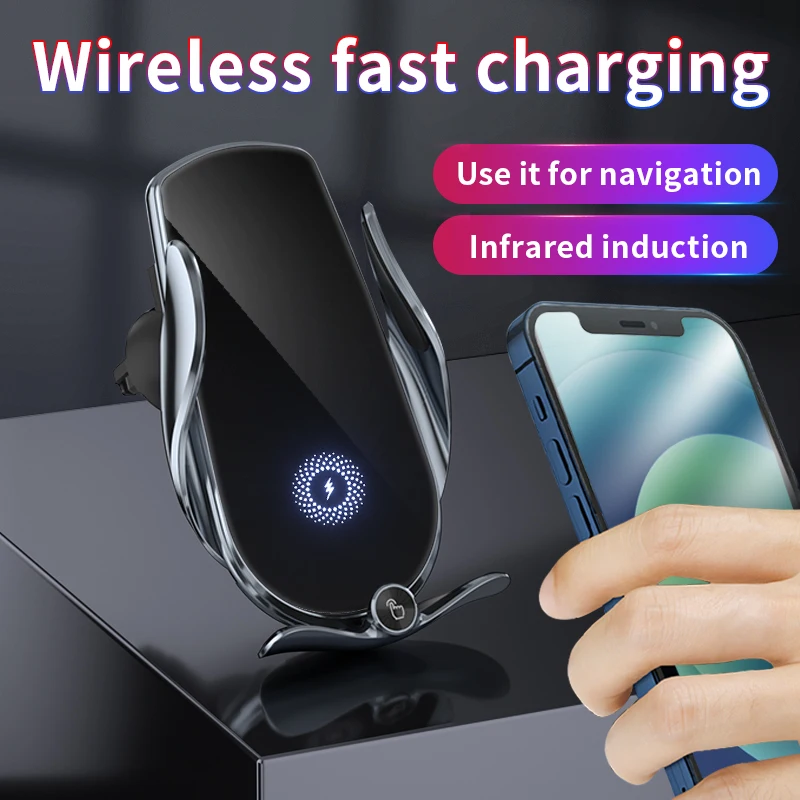 Automatic Clamping 15W Car Wireless Charger Mount  Fast Charging Phone Holder for IPhone 13 12 11 XS XR X 8 Samsung S21 S20