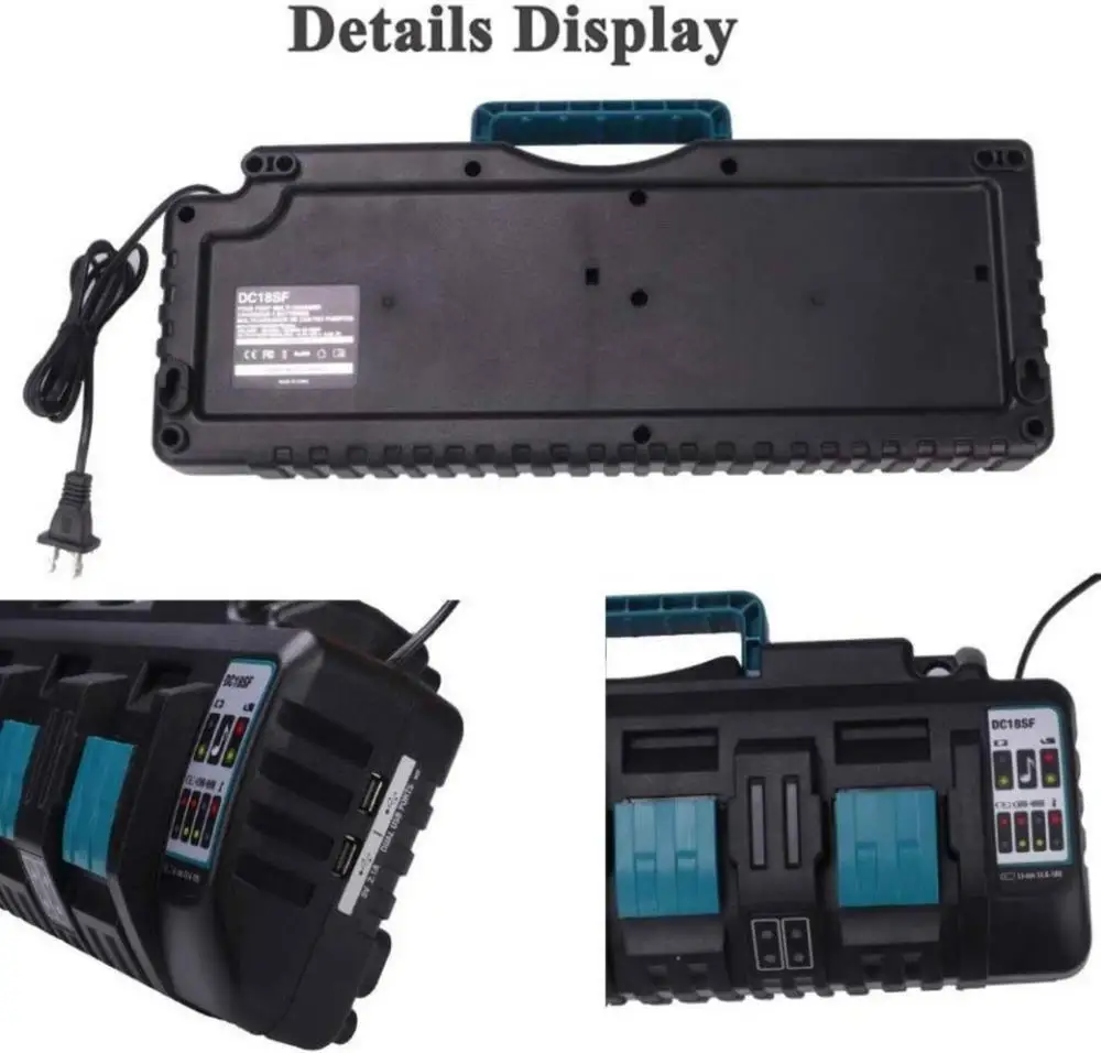 Для Makita DC18SF BL1430 BL1830 14,4 V 18V литий-ионный аккумулятор быстрое зарядное устройство оптимальной 4-Порты и разъёмы 3A зарядный ток никель-металл-запасное зарядное устройство