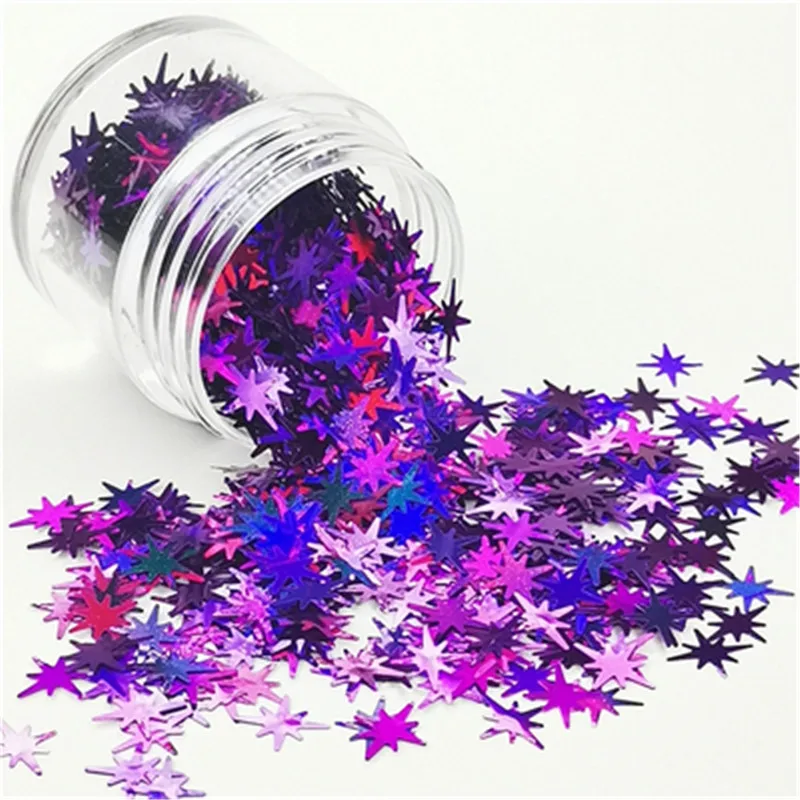 Ультратонкие блестки со звездами 10 мм из ПЭТ лазерные для ногтевого дизайна