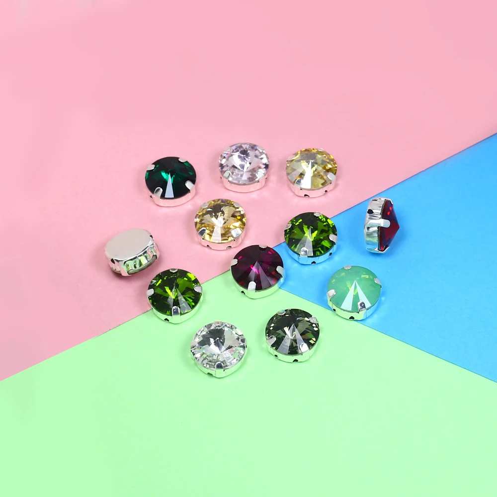 Круглые стразы Rivoli прозрачные стеклянные с плоским основанием клей на