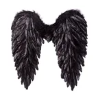 Черно-белые крылья Ангела и пера для девочек, праздничная фотография, разметка подиума, демона, дьявола, крыла, шоу, шесть размеров