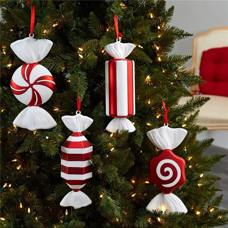 

32cm Christmas Plastic Candy Hanging Cane Large Lollipop Pendant Ornaments Christmas Tree Home Decoration Xmas Kids Gift 2022
