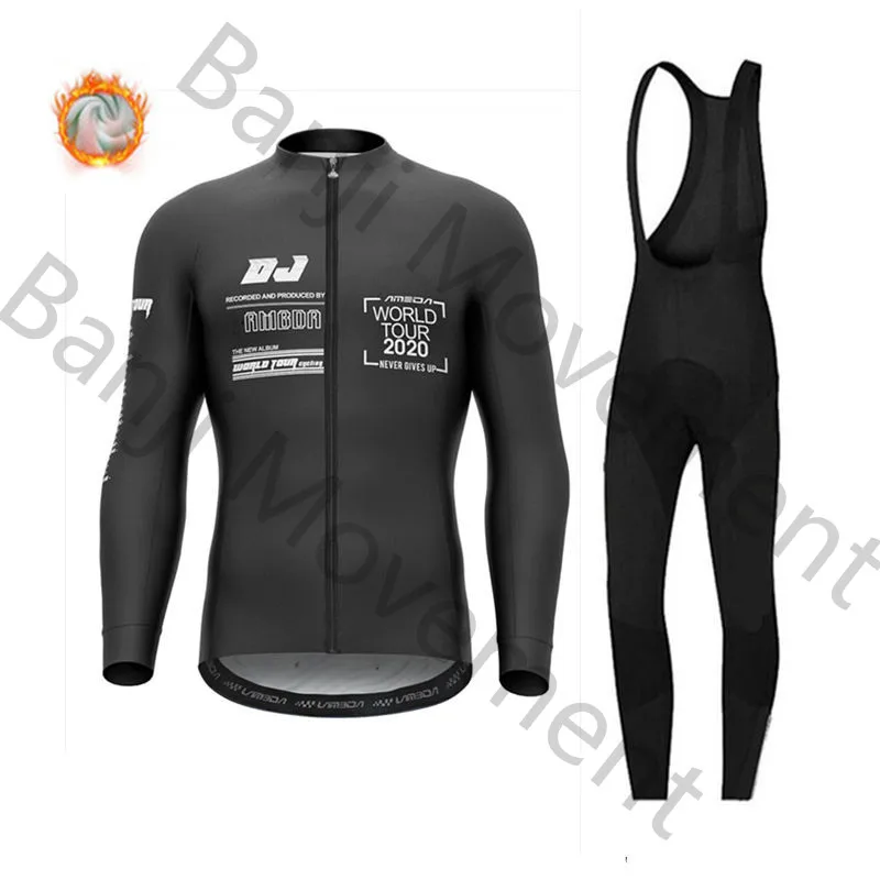 cycling jersey set 3 Зимняя шерстяная куртка для велоспорта с длинными рукавами, очень геотермальный теплый жилет, большой размер, удобная велосипедная майка Gobike - Color: cycling jersey set 3