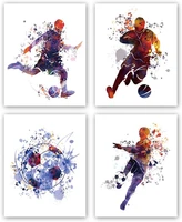 watercolor football art print soccer silhouette sport theme canvas wall art perfect for boys football fans bedroom decoration