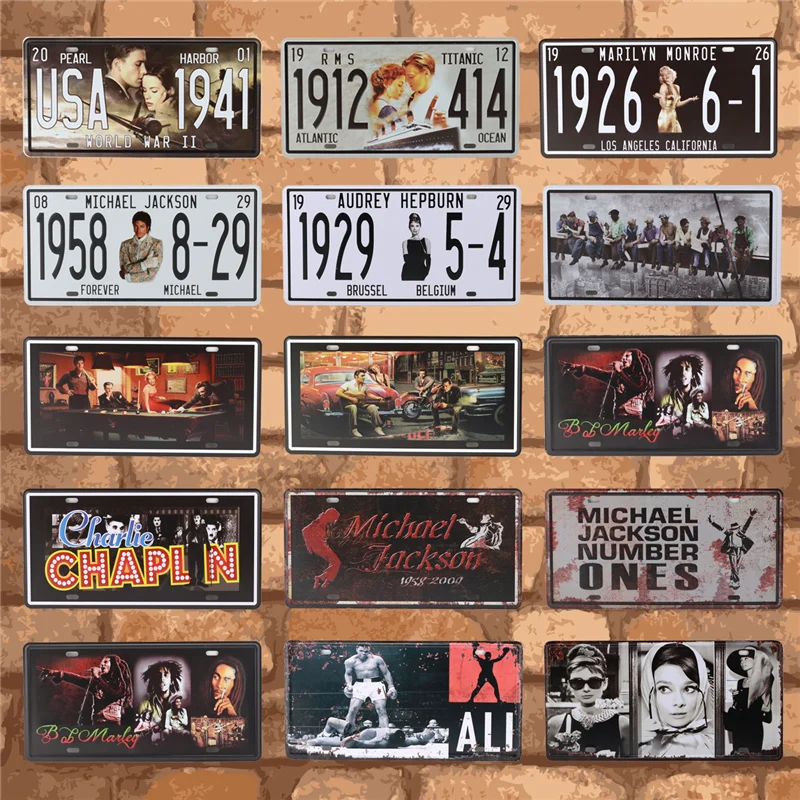 Классический винтажный постер с металлической пластиной и звездами в стиле