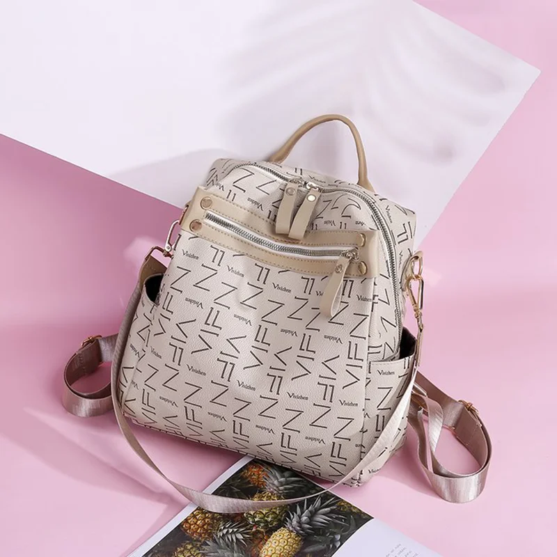 

New fashion women's backpack large capacity high quality women's bag leisure multi-function simple retro travel student bag