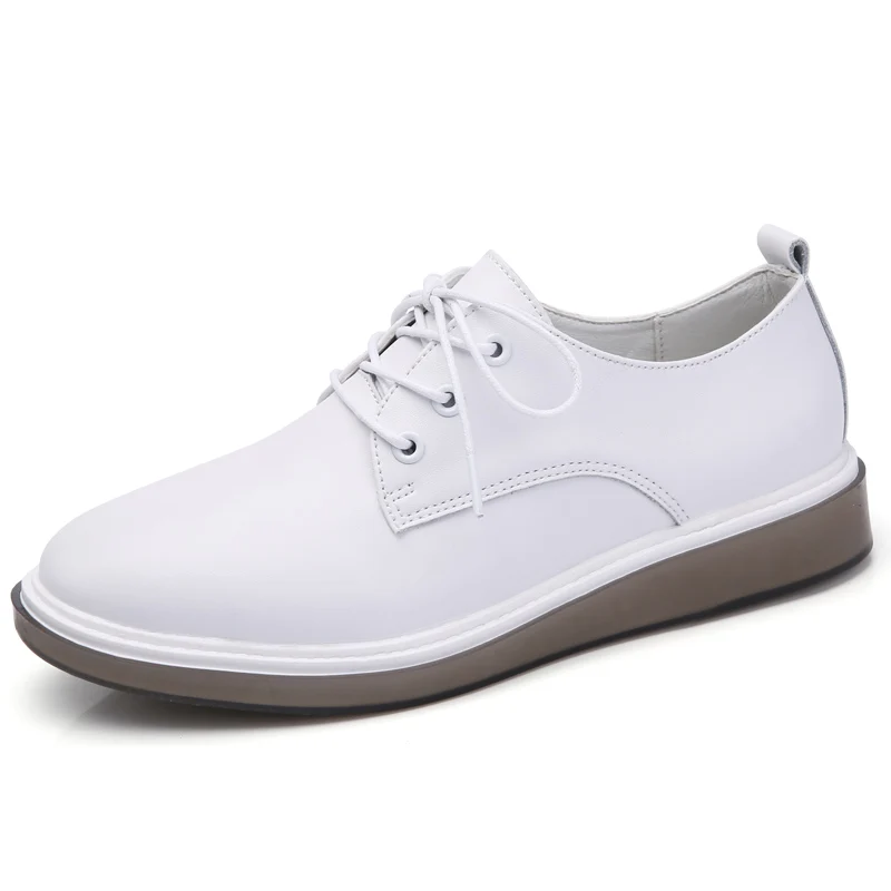 2019 г. осенние женские туфли Оксфорды балетки на плоской подошве белые