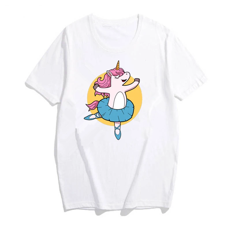 2020 женская рубашка с рисунком единорога балерины забавная графическая футболка