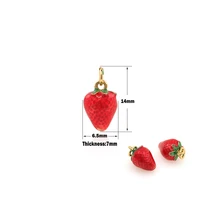 simulation cute wind enamel three dimensional strawberry earrings diy material making bag pendant accessory pendant