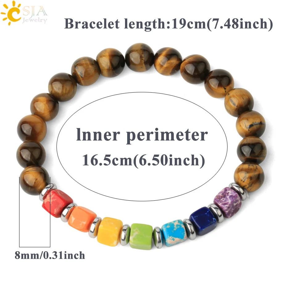 Женские браслеты из натурального камня CSJA квадратные 7 Чакры бирюзы с исцеляющим