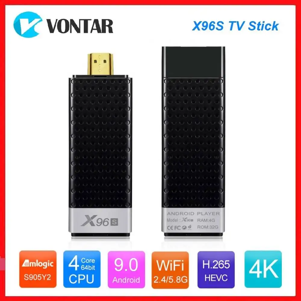 X96S ТВ палка для Android 9 0 коробка X96 Amlogic S905Y2 4 Гб Оперативная память 32GB 5G Wi Fi BT 2 ключ