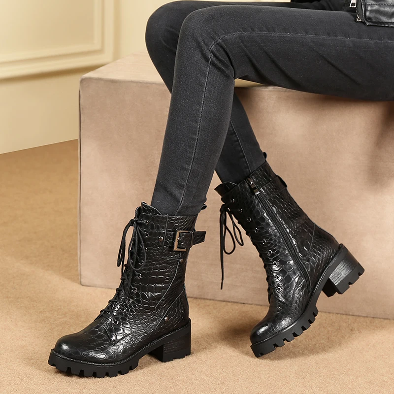 Женская обувь сезон осень-зима Ботинки martin из воловьей кожи со стразами удобная