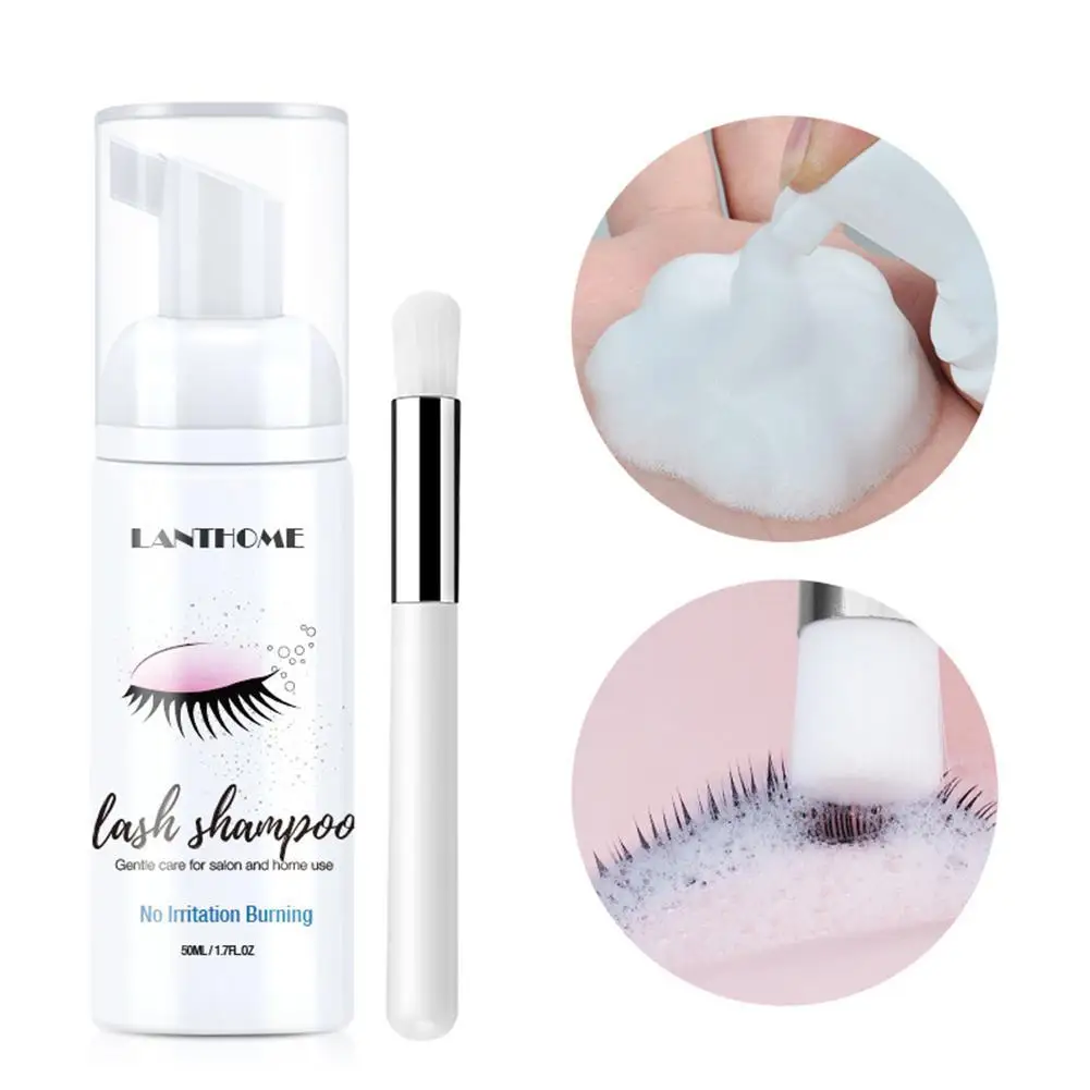 

50 Ml Lashes Shampoo False Eyelash Extension Brush Eyelash Clean Cleaning Foam Shampoo Press Mousse Foaming Eyelash Shampoo