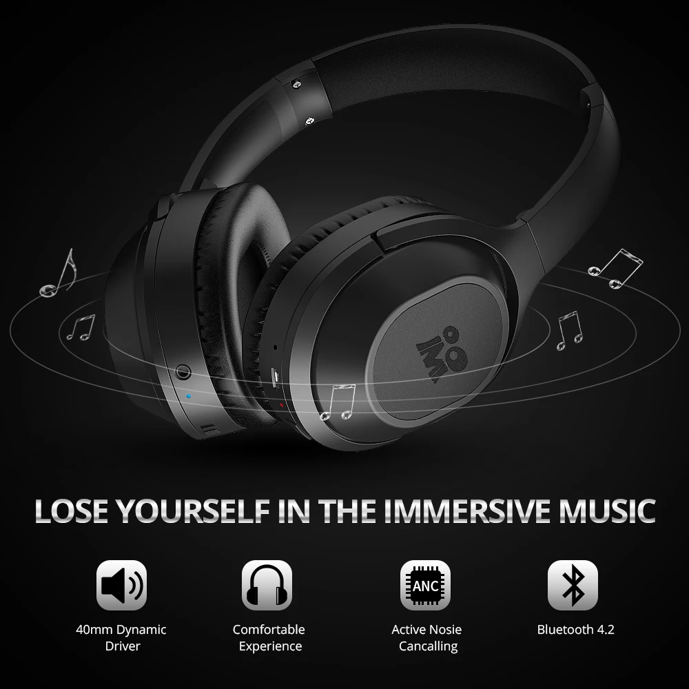 Langsdom BT25 Active шум шумоподавления наушники беспроводной Bluetooth гарнитура с микрофоном для телефонов ANC сумкой 38 H
