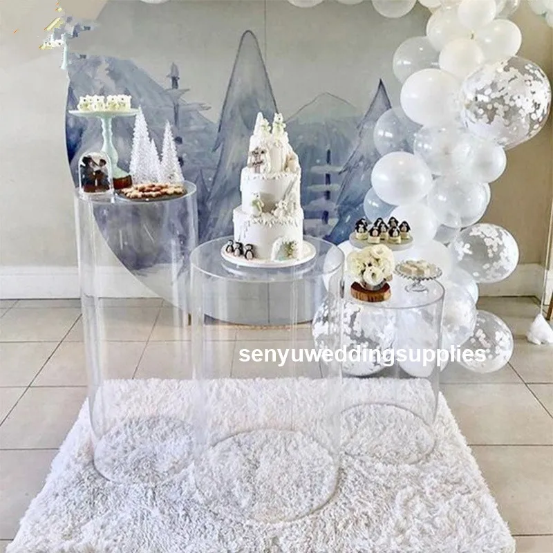 Круглый, прозрачный, акриловый плинтус дисплей Подгонянный Lucite Пьедестал плинтус senyu1414