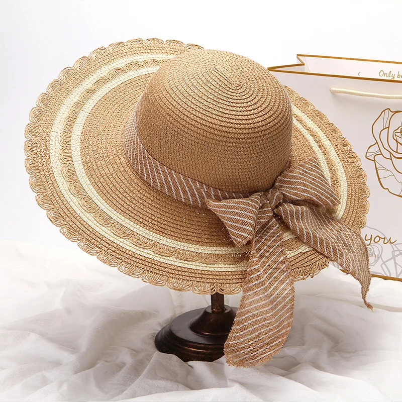 Соломенная Панама женская летняя защита от солнечных лучей на пляже Кепка